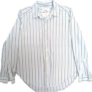 Bluenotes women's pastel boyfriend fit striped button down shirt size small